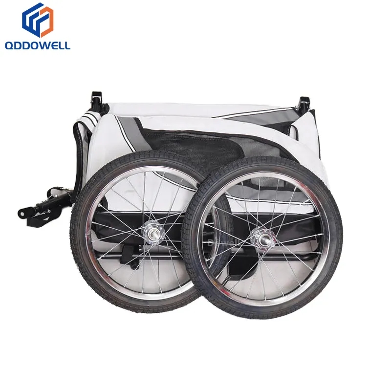 Bicycle dog trailer large trailer easy folding cart collapsible to store (Folded View)