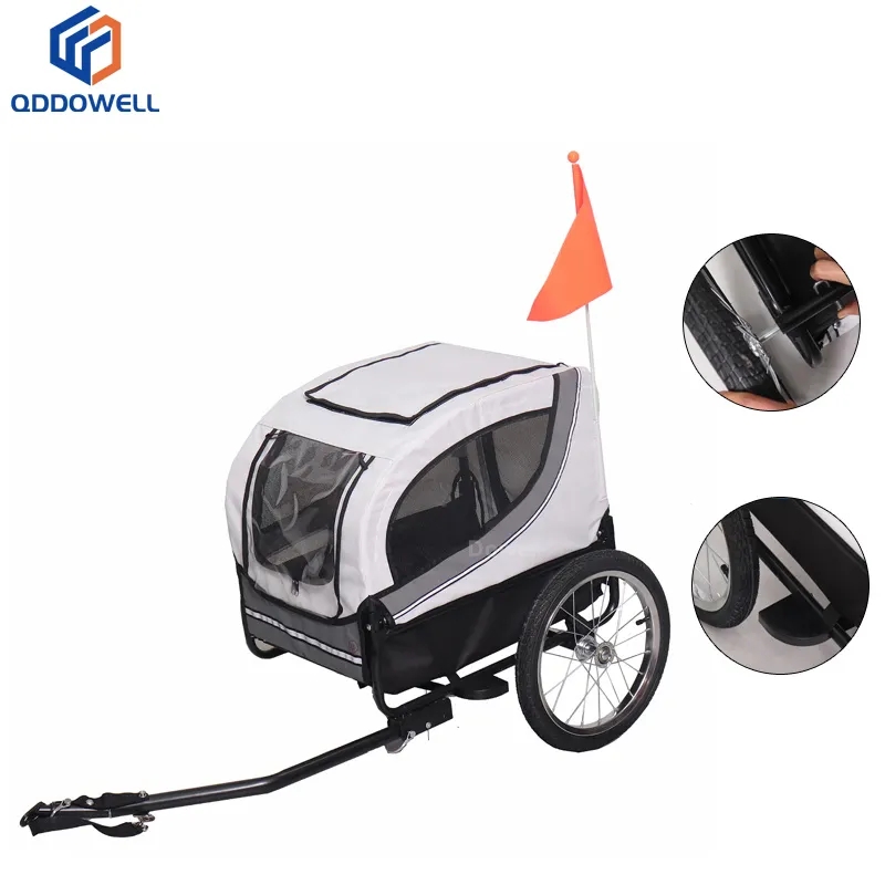 Bicycle dog trailer large trailer easy folding cart collapsible to store (Accessories Shown)