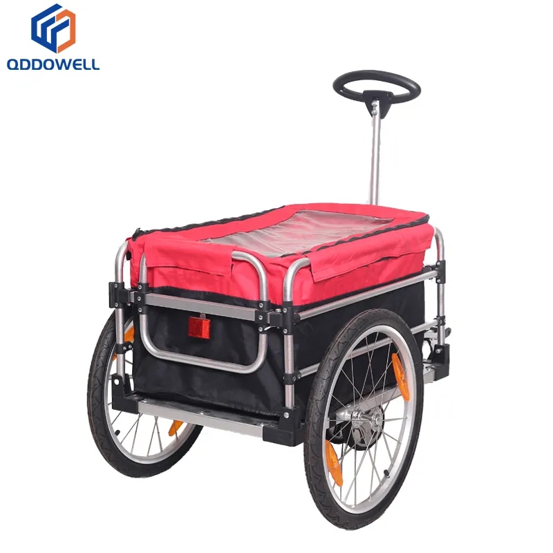 Bike Cargo Trailer Heavy Duty Bicycle Wagon Cart With Handle (Angled View)