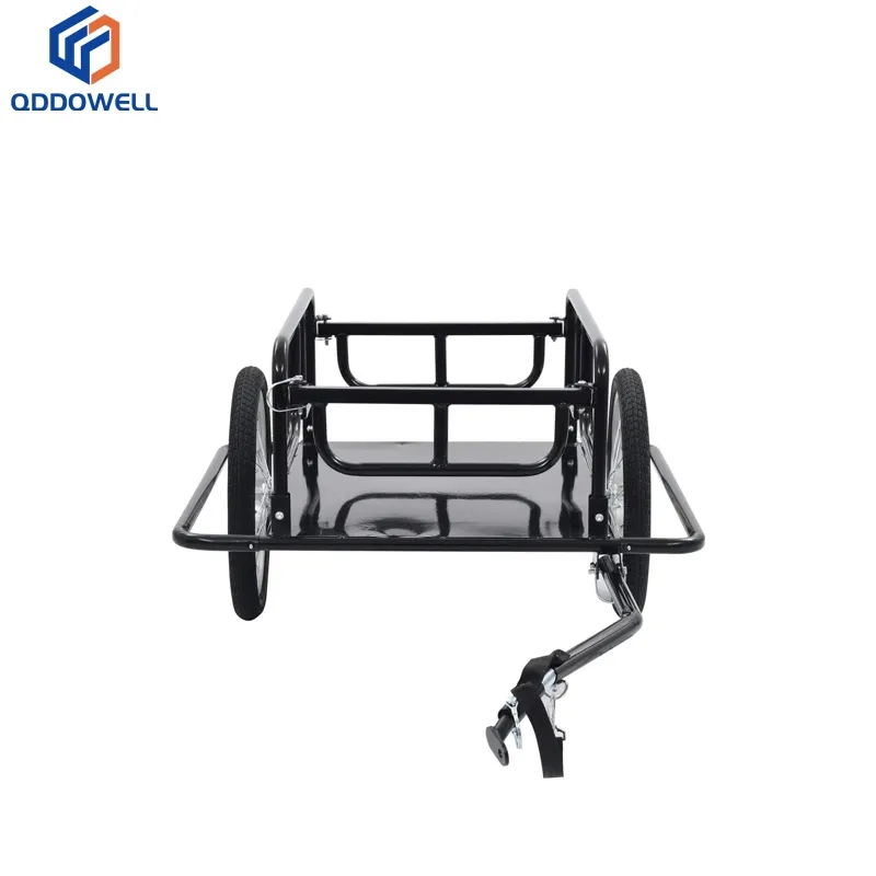 Foldable Cargo Bike Trailer Steel Frame Bicycle Cart For Carrying Luggage Tools (Angled View)