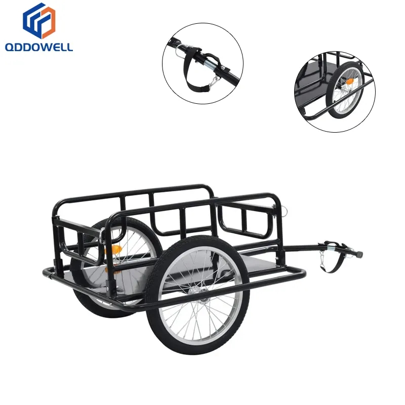 Foldable Cargo Bike Trailer Steel Frame Bicycle Cart For Carrying Luggage Tools (Accessories Shown)