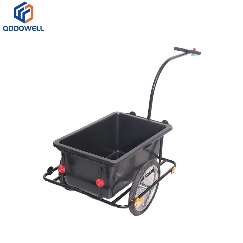 Folding Adjustable Removable Cargo Plastic Bicycle Utility Cart (Middle View)