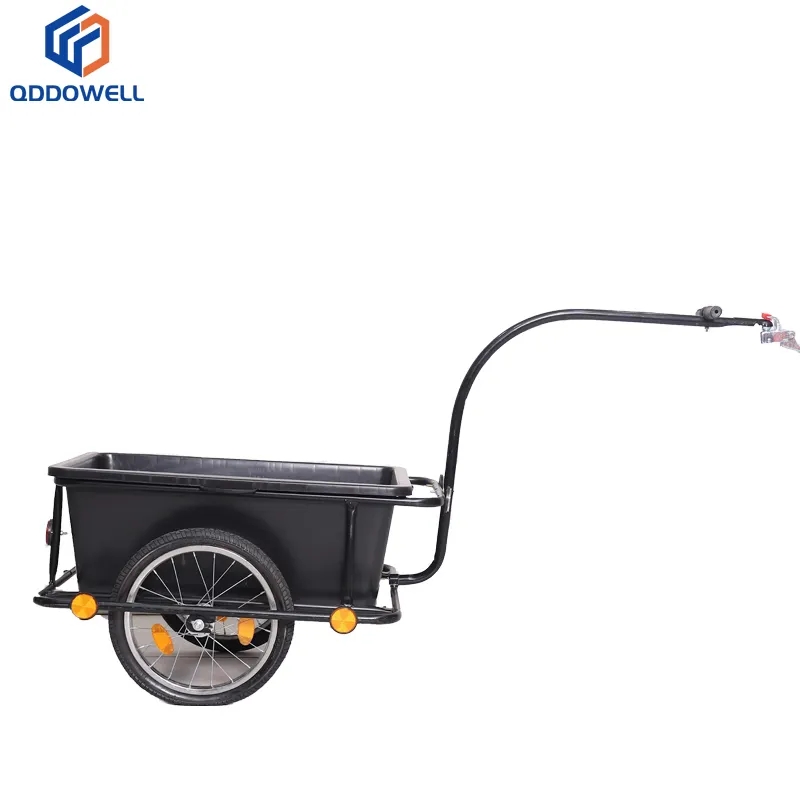 Folding Adjustable Removable Cargo Plastic Bicycle Utility Cart (Right View)
