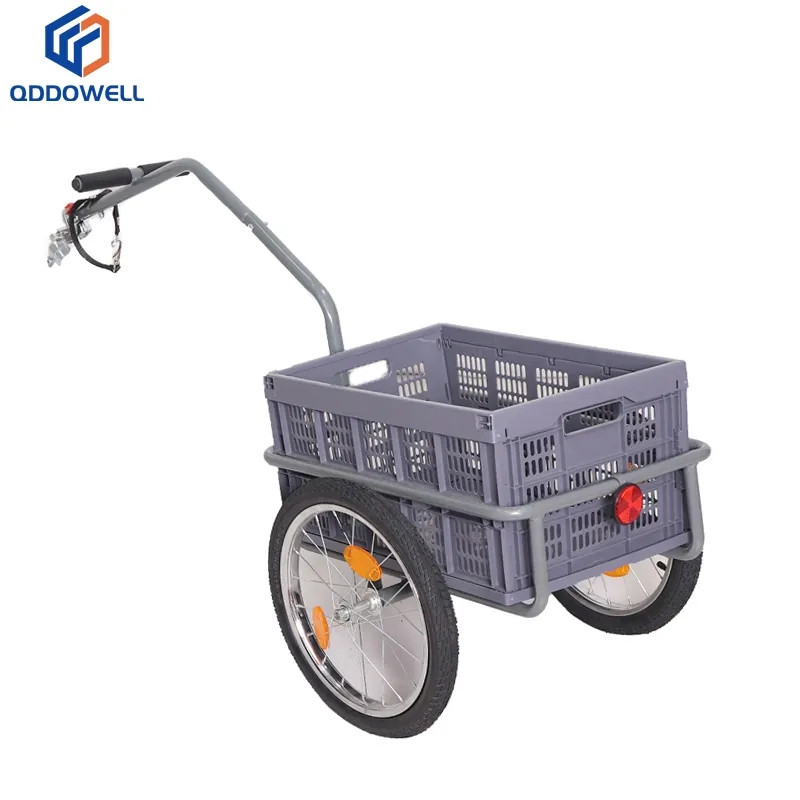 Heavy Duty Folding Plastic Bicycle Storage Cart Bike Cargo Trailer (Right View)
