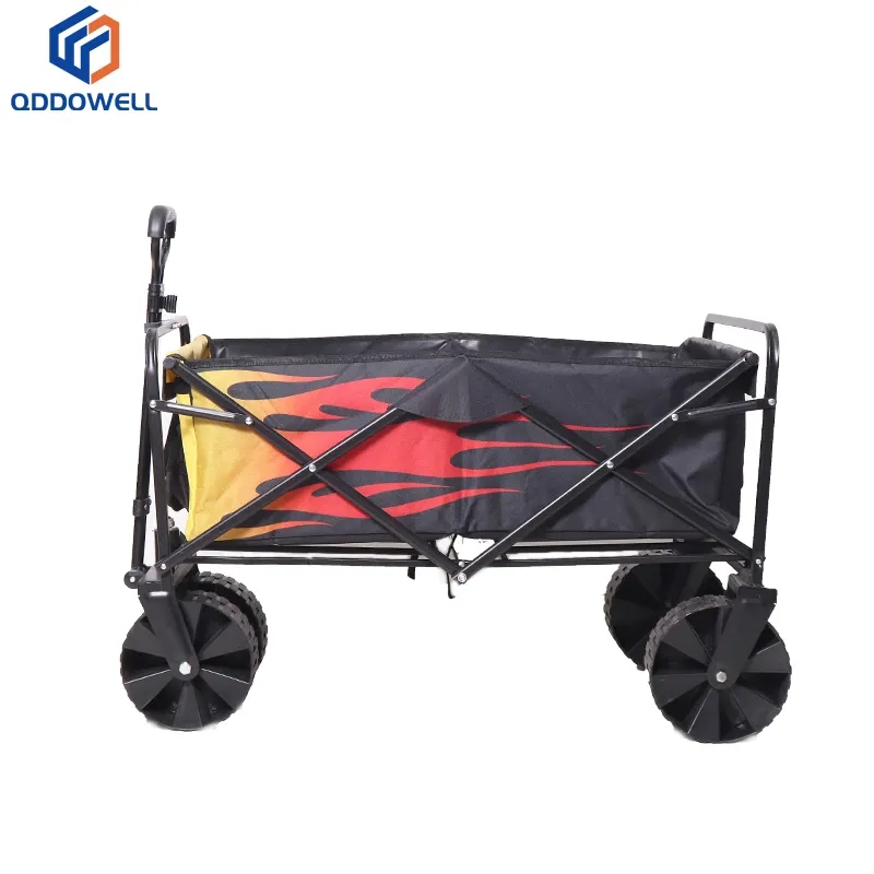600D Oxford Farbic Folding Camping Wagon Cart With All Terrain Wheels (Opened for Camping Use)