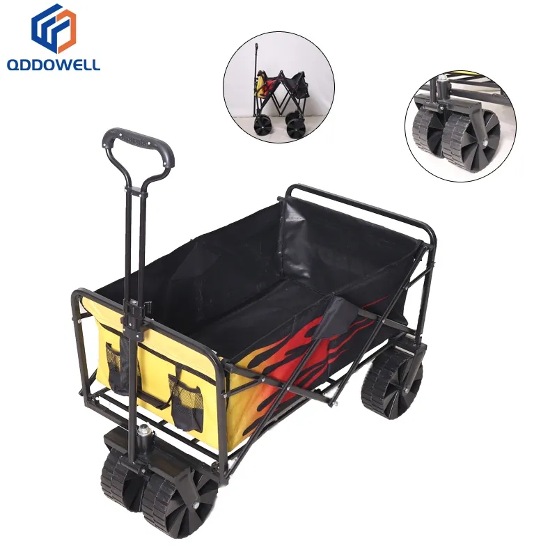 600D Oxford Farbic Folding Camping Wagon Cart With All Terrain Wheels (Accessories Shown)