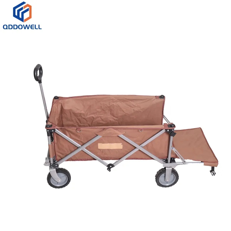 Adjustable Handle Collapsible Folding Wagon Cart with Tailgate (Tailgate Open