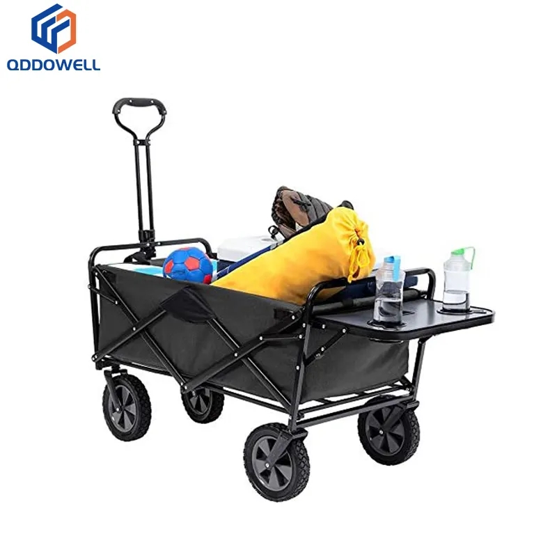 Adjustable Heavy Duty Collapsible Folding Utility Wagon (Loaded with Goods) Outdoor Camping Beach Picnic Cart