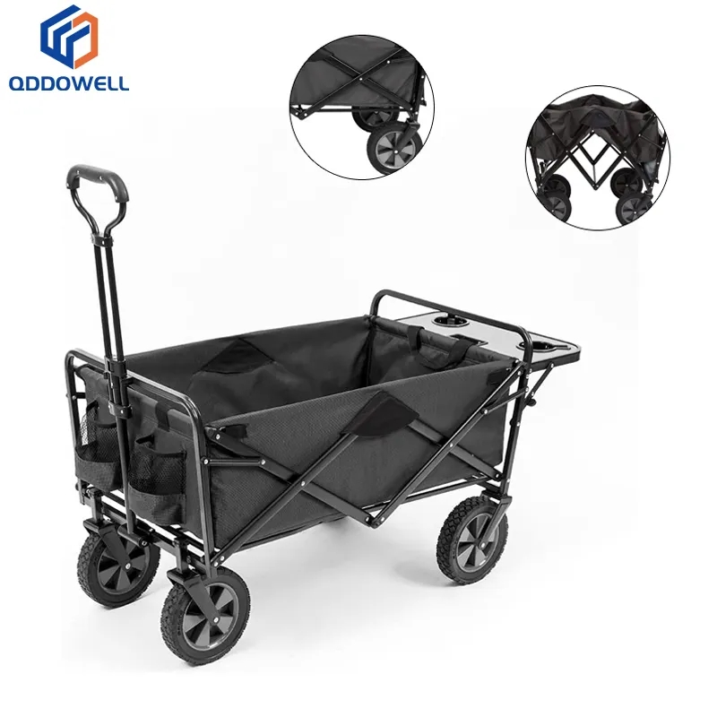 Adjustable Heavy Duty Collapsible Folding Utility Wagon (With Accessories Shown) Outdoor Camping Beach Picnic Cart