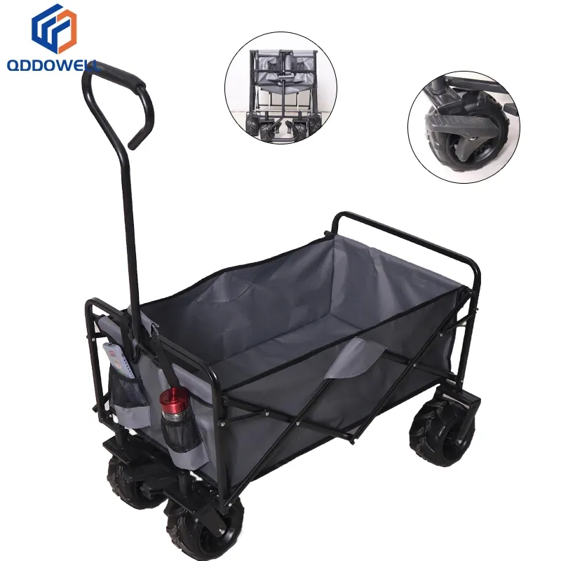 Collapsible Adjustable Handle Folding Wagon With All-Terrain Wheels With Accessories View