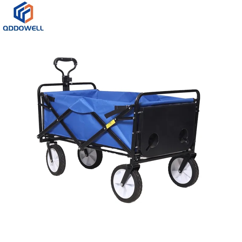 Collapsible Outdoor Camping Cart Utility Folding Wagon With Wheels (Folded for Storage)