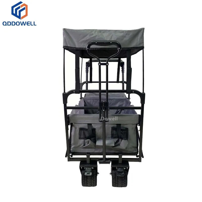 Collapsible canopy folding wagon cart outdoor utility garden camping cart (Folded for Storage)