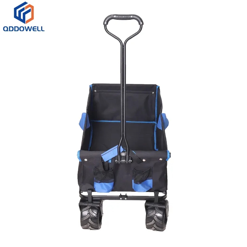 Folded View Of Collapsible Wagon Beach Carts Large Capacity Folding Wagon