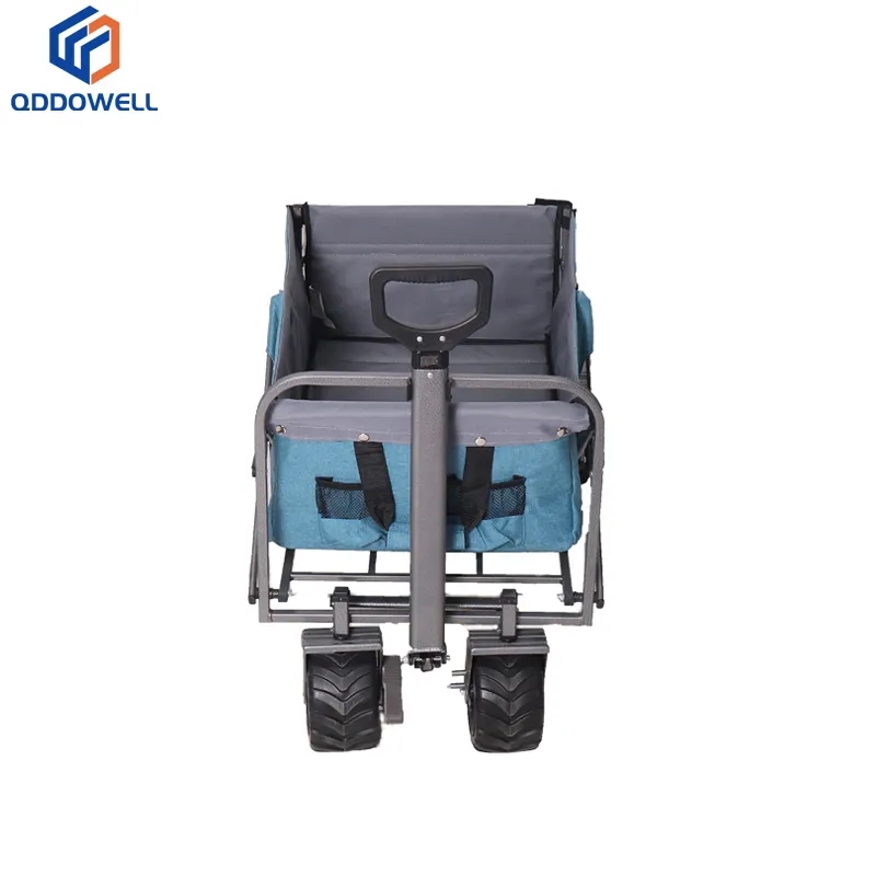 Folded View Of Foldable wagon cart collapsible utility wagon with All-Terrain big wheels