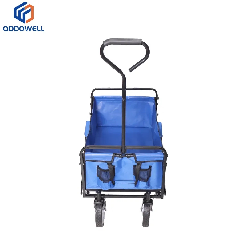 Folded View Of Foldable Wagon Cart Heavy Duty Collapsible Utility Pull Outdoor Wagon