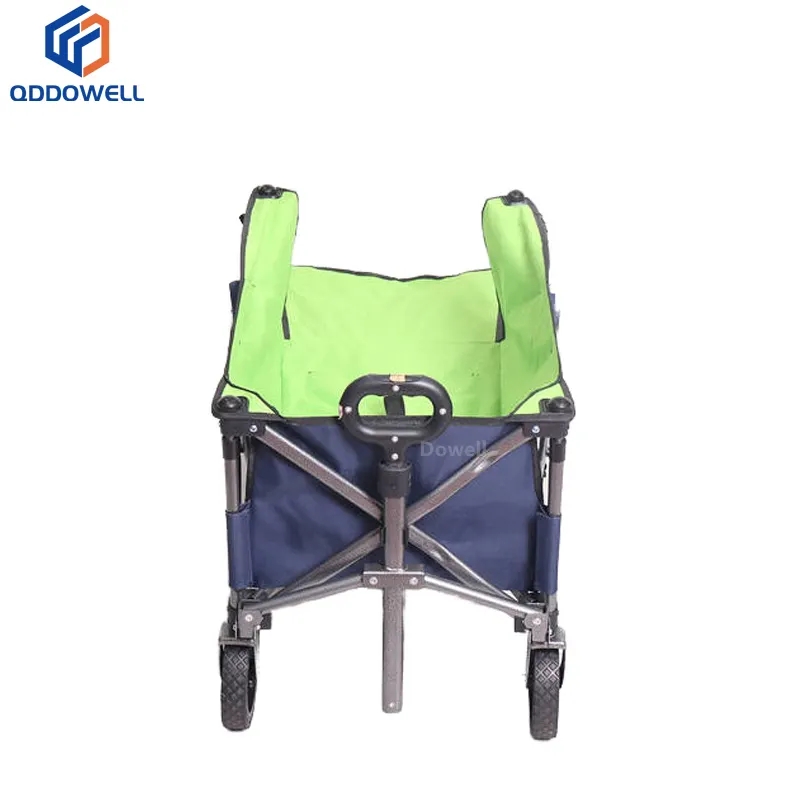 Folding Beach Wagon with Tailgate large capacity foldable camping beach cart (Folded for Storage)