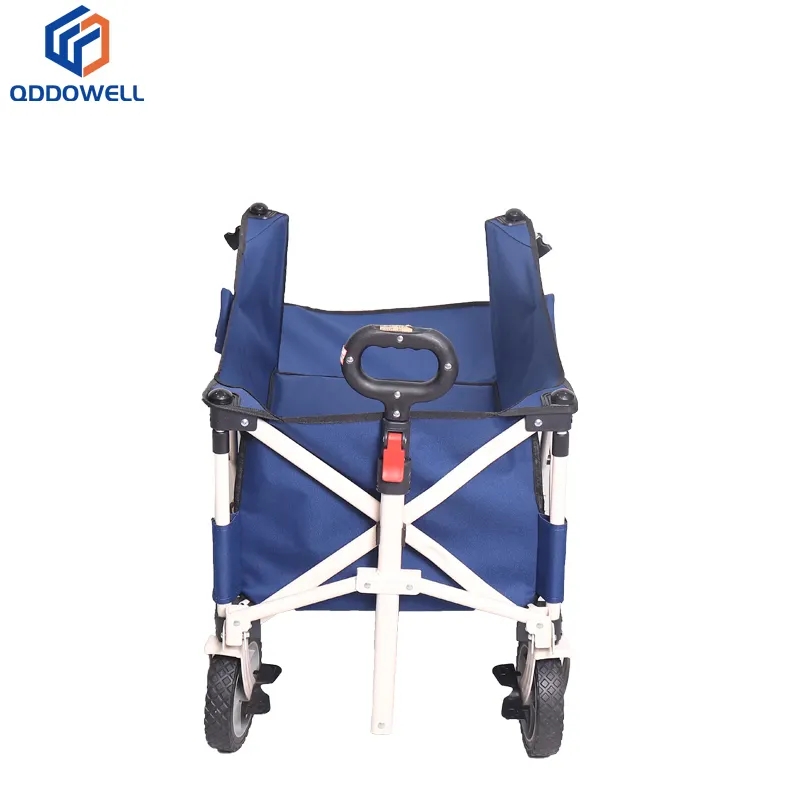Folding Utility Wagon Camping Garden Work Cart With Telescopic Handle (Folded for Storage)