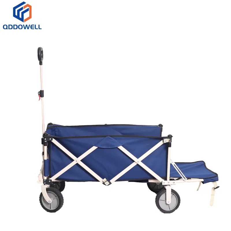 Folding Utility Wagon Camping Garden Work Cart With Telescopic Handle (Opened for Use)