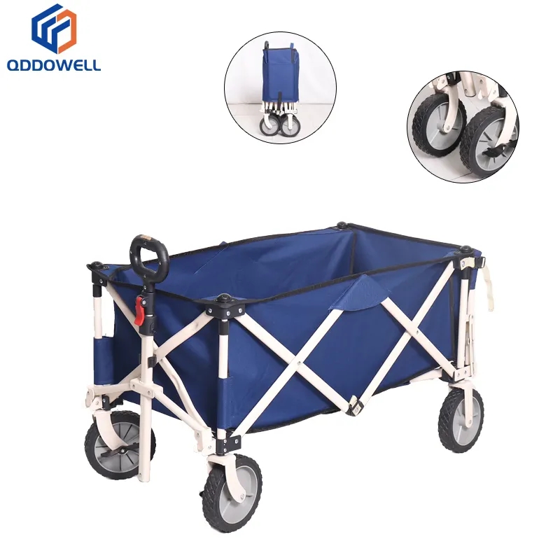 Folding Utility Wagon Camping Garden Work Cart With Telescopic Handle (Accessories Shown)