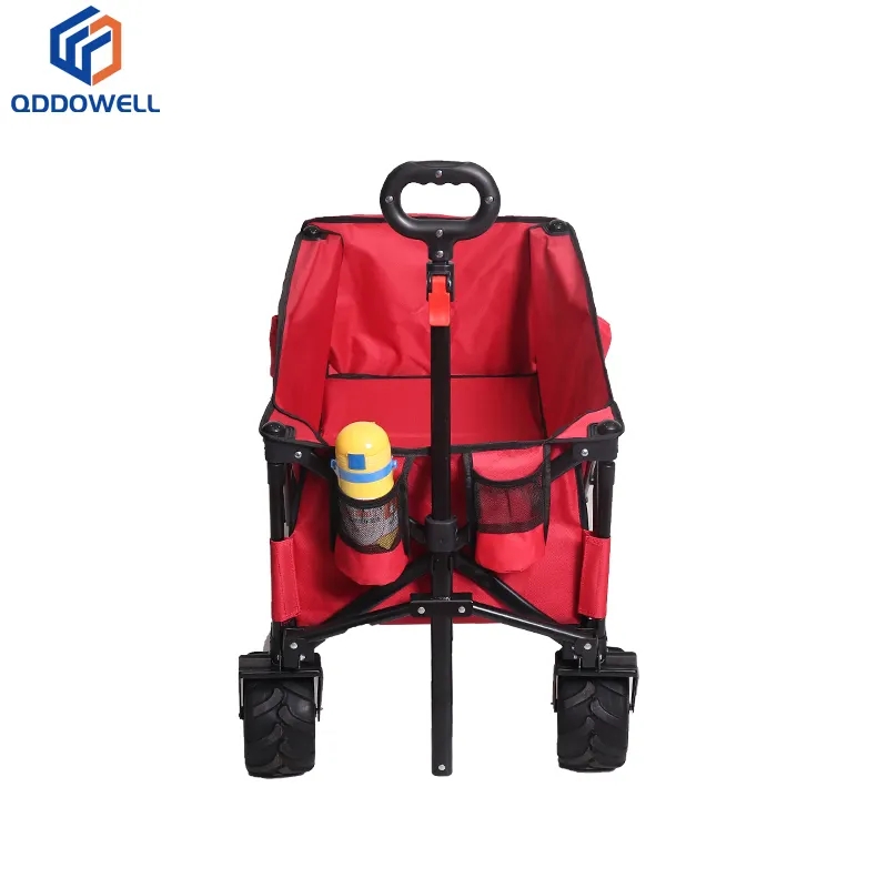 Folded View Of Folding Wagon Collapsible Heavy Duty Camping Shopping Cart