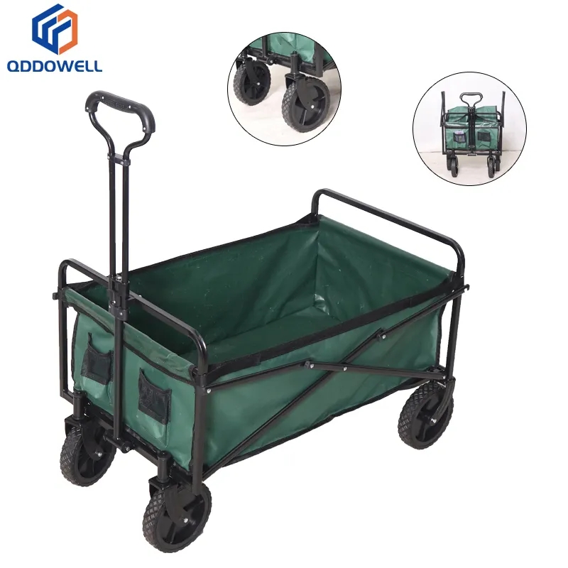 Folding Wagon Large Capacity Utility Folding Wagon Cart With Wheels & Drink Holders With Accessories View