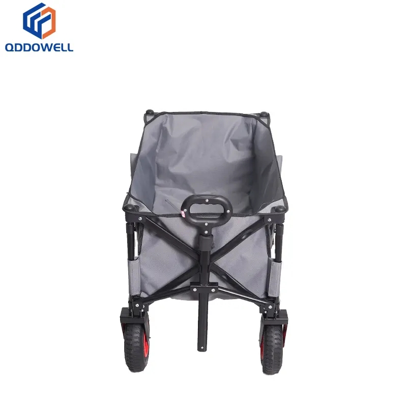 Folded View Of Folding Wagon Push Pull Beach Camping Garden Cart With All-Terrain Wheels