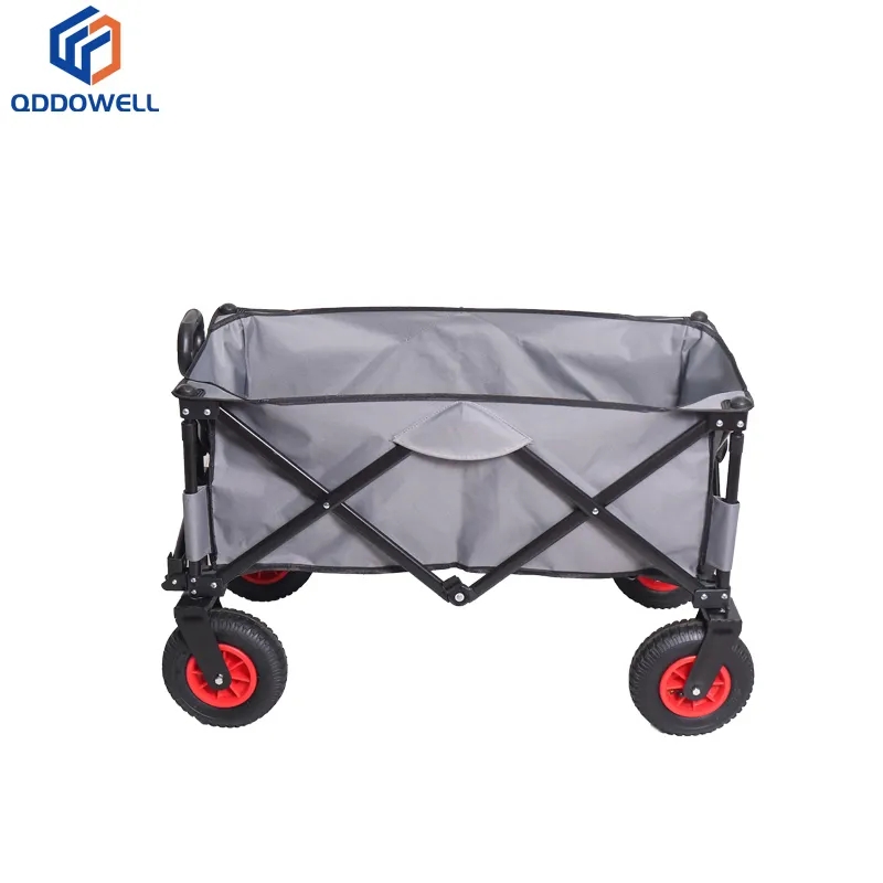 Open View Of Folding Wagon Push Pull Beach Camping Garden Cart With All-Terrain Wheels