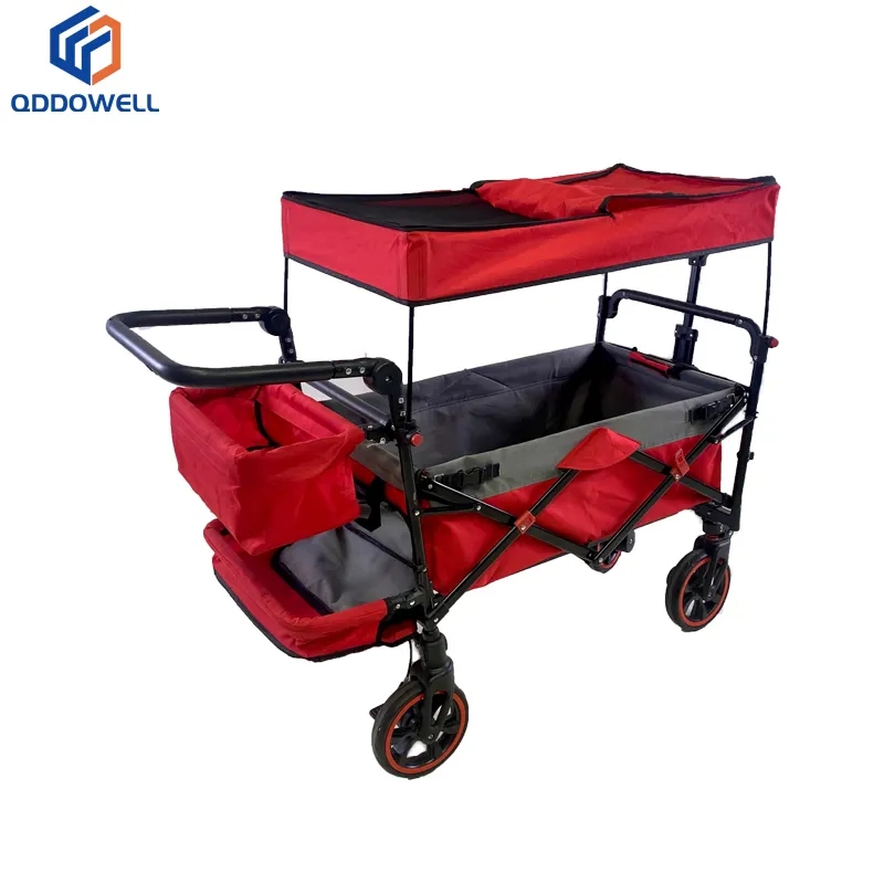 Garden Canopy Collapsible Folding Outdoor Wagons Utility Compact Beach Cart (Canopy Opened