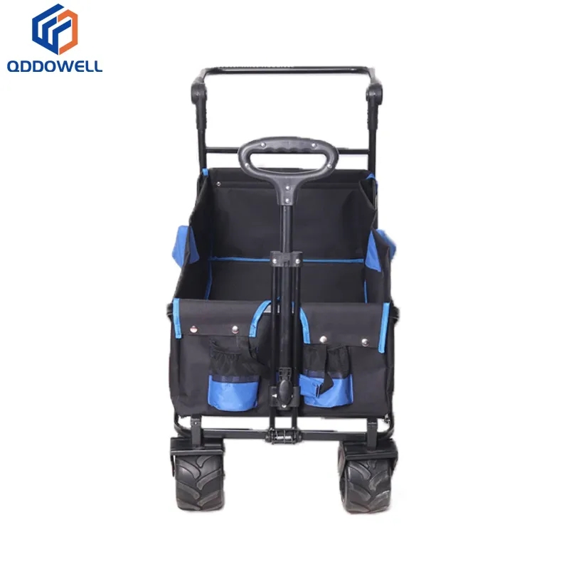 Folded View Of Heavy Duty Collapsible Outdoor Utility Wagon Garden Shopping Camping Carts