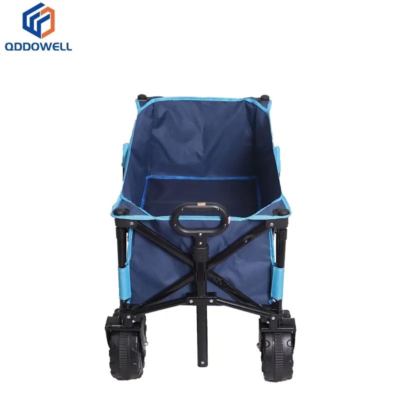 Folded View Of Large Collapsible Beach Cart Folding Wagon With All-Terrain Wheels