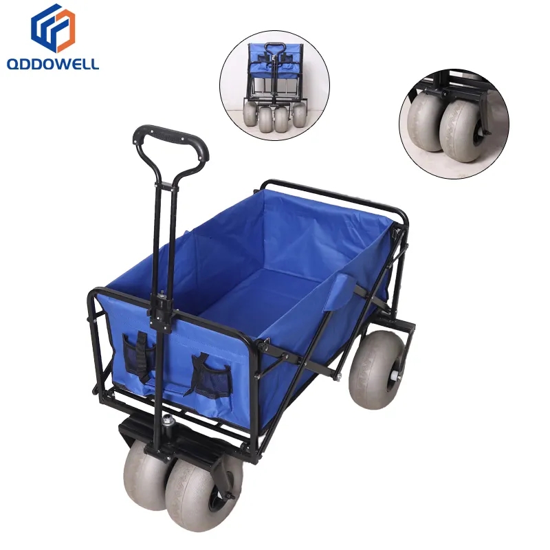 Outdoor Waterproof Collapsible Folding Beach Cart With Balloon Styled Wheels With Accessories View