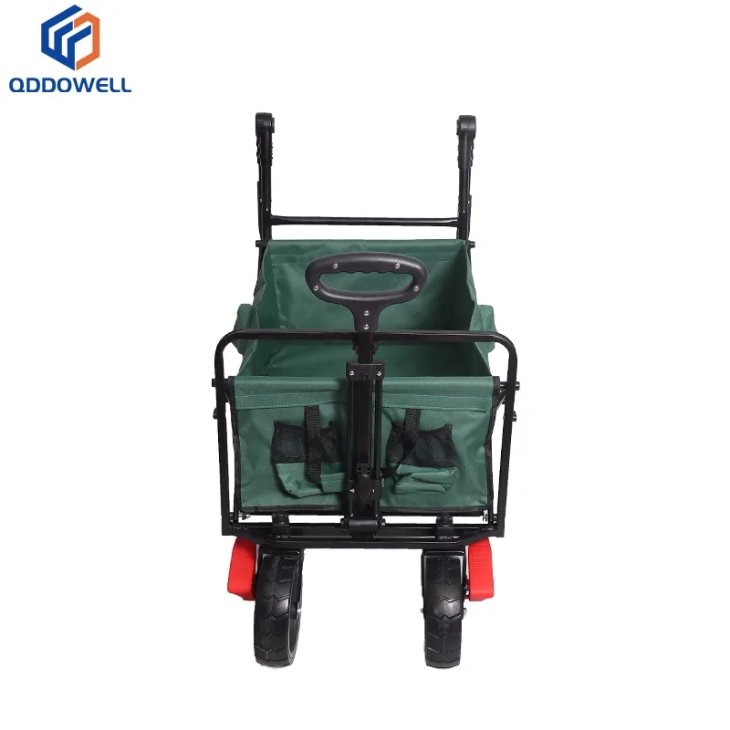 Folded View Of Push Pull Handle Foldable Wagon Garden Outdoor Camping Cart