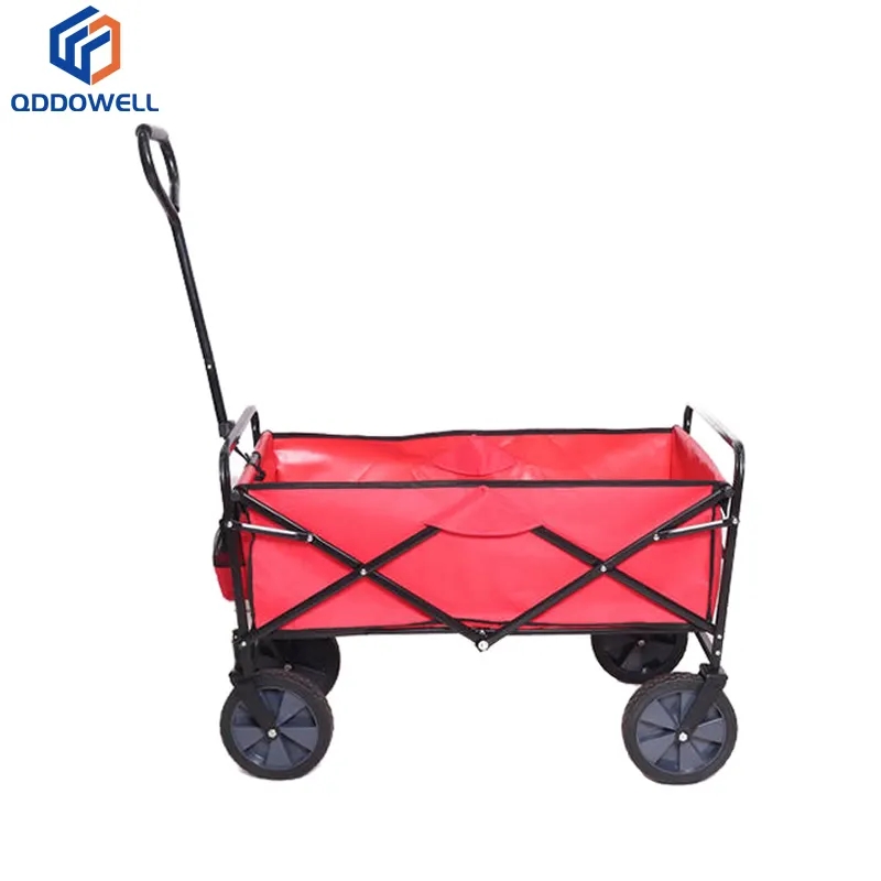 Open View Of Single Handle Folding Wagon Beach Garden Heavy Duty Shopping Cart