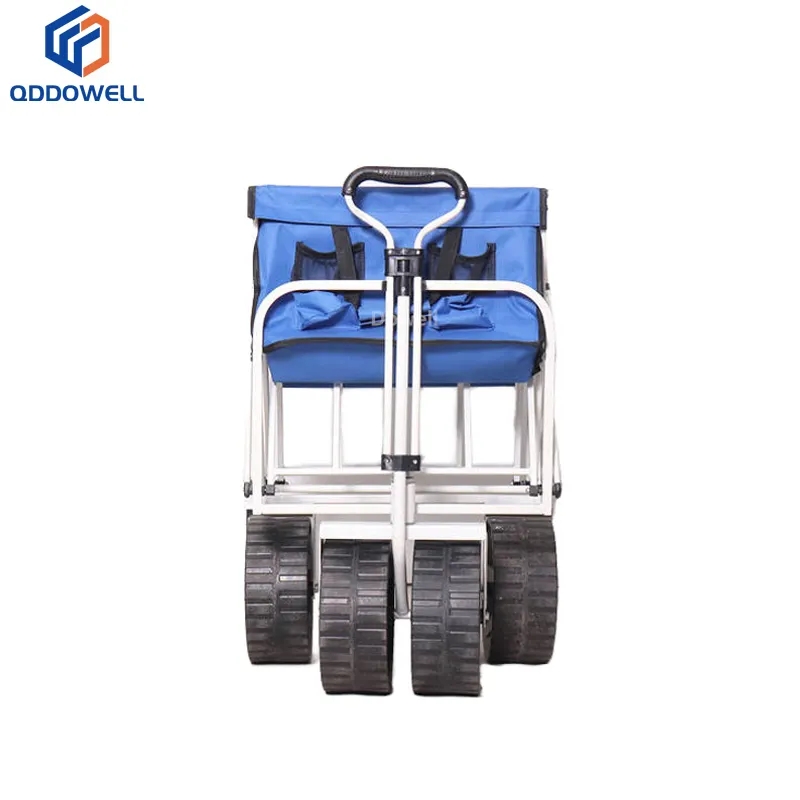 Telescopic handle wagon utility beach camping cart outdoor folding wagon (Folded for Storage)