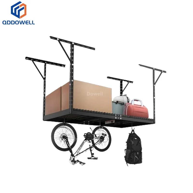 Front View Of Overhead Garage Storage Rack Ceiling Rack 4'x4' 4'x8' Large Capacity