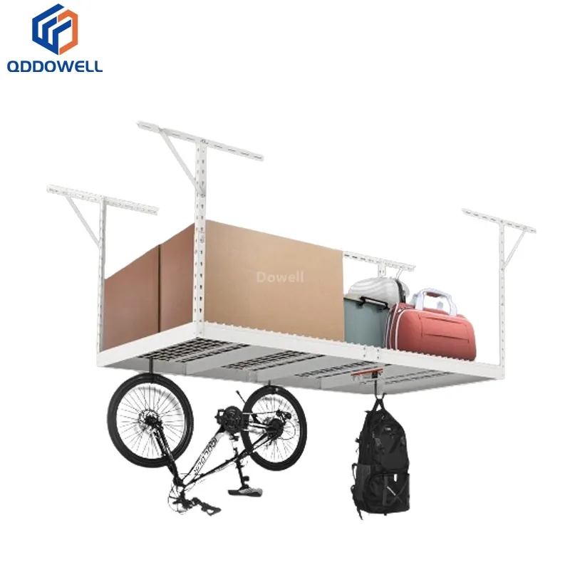 Side View Of Overhead Garage Storage Rack Ceiling Rack 4'x4' 4'x8' Large Capacity