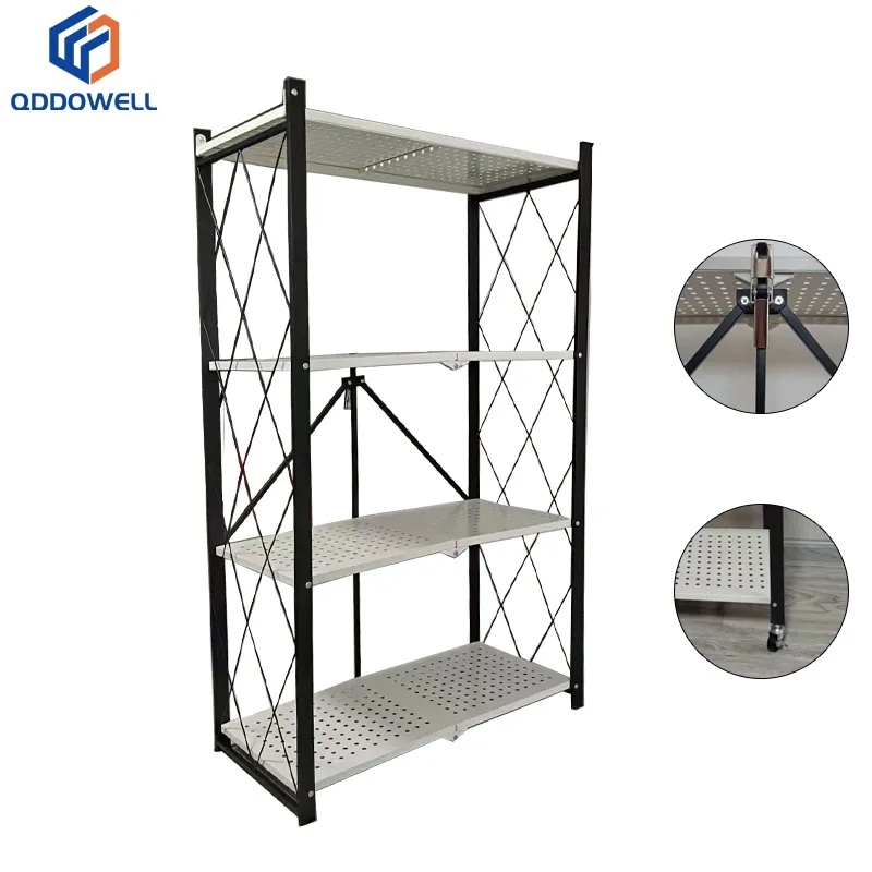 Foldable-Multi-functional-4Layer-Steel-Storage-Rack-Full-With-Accessories