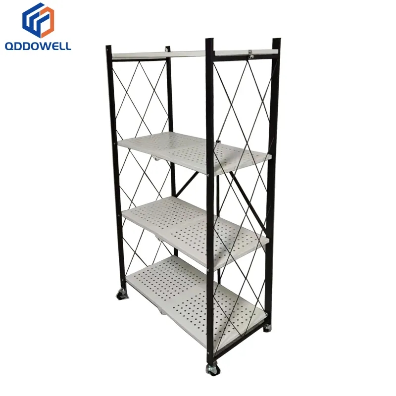 Foldable-Multi-functional-4Layer-Steel-Storage-Rack-Open-Using-With-Wheels