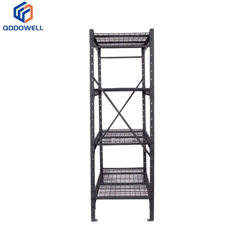 Side View Of Industrial Wire Shelving Heavy Duty Warehouse Rack