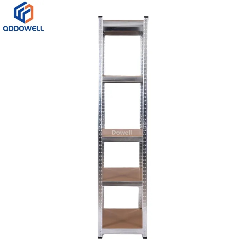 Narrow View Of Heavy Duty Metal Storage Rack Boltless Galvanized Shelving Unit