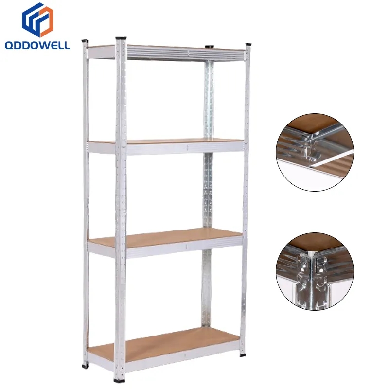 Medium Duty Boltless 4-Tier Industrial Slotted Shelving Unit With Storage Stacking Racking Accessories