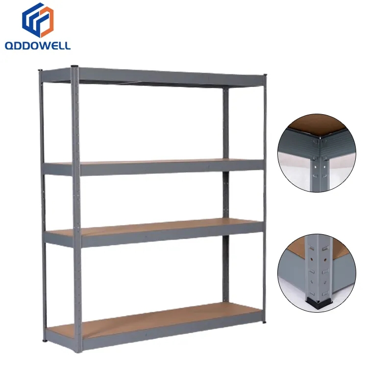 Angled View Of Slot Boltless Shelf Units Metal Heavy Duty Storage Rack