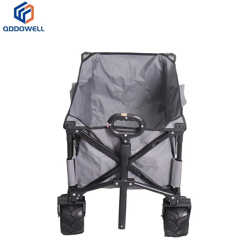 Folded View Of Beach Garden Outdoor Cart Folding Wagon With Big Wheels