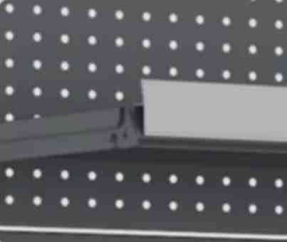 einforced gondola shelf brackets with laminated ribs, locking into mounting holes to boost load capacity and stability.